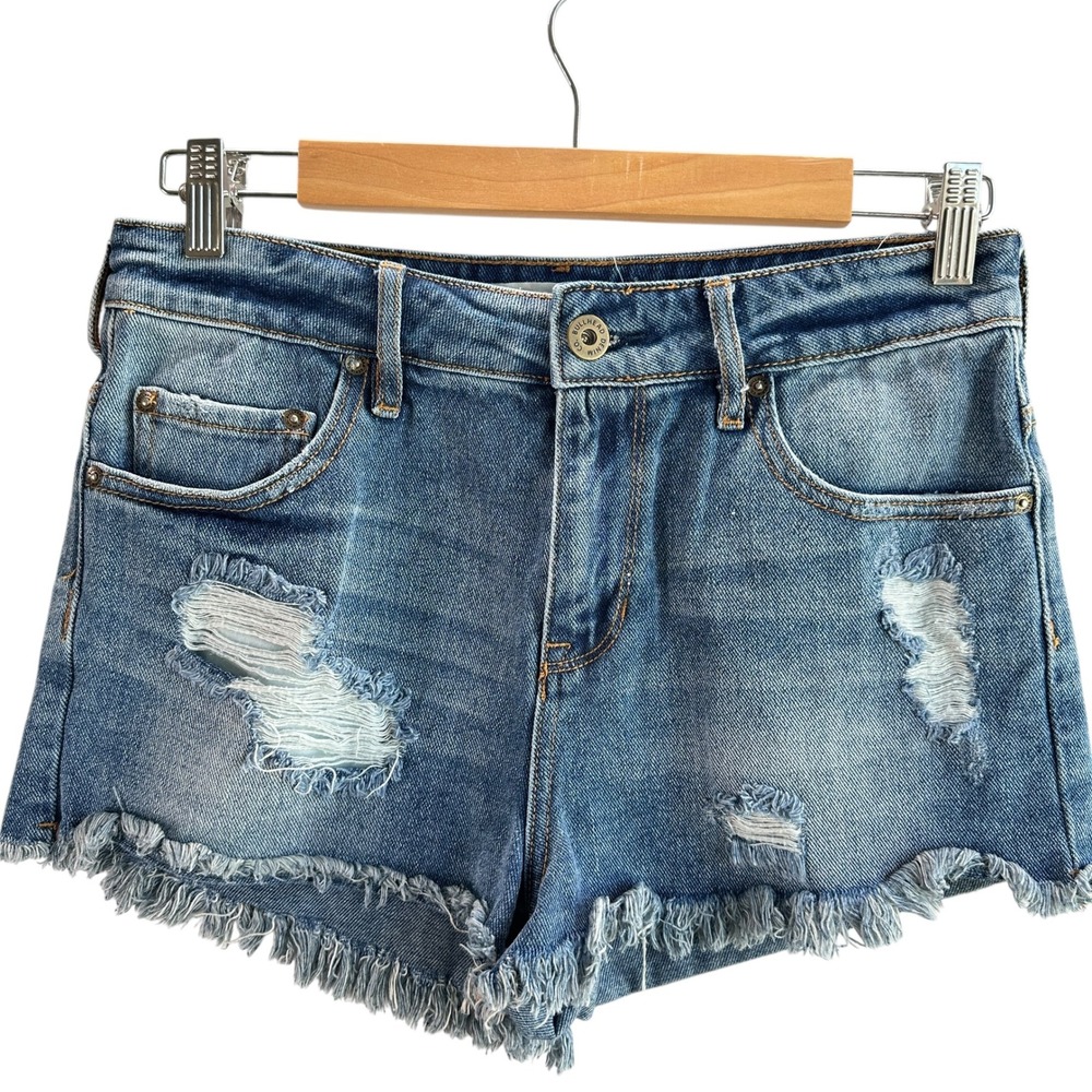 Bullhead Denim Co High Rise Shorts Distressed Frayed Hem Casual Summer Size 9‎